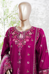 Bin Saeed Stitched 3 Piece Luxury Emb Lawn Vol-13 Suit-D-3132-PURPLE
