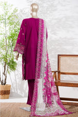 Bin Saeed Stitched 3 Piece Luxury Emb Lawn Vol-13 Suit-D-3132-PURPLE