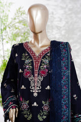 Bin Saeed Stitched 3 Piece Luxury Emb Lawn Vol-13 Suit-D-3134-N.BLUE