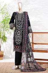 Bin Saeed Stitched 3 Piece Luxury Emb Lawn Vol-13 Suit-D-3135-BLACK