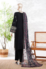 Bin Saeed Stitched 3 Piece Luxury Emb Lawn Vol-13 Suit-D-3135-BLACK