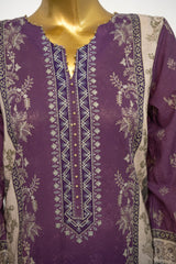 Bin Saeed Stitched 3 Piece Exclusive Printed Lawn Vol-12 Suit-LSM-3157-PURPLE