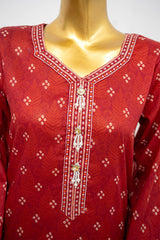 Bin Saeed Stitched 3 Piece Exclusive Printed Lawn Vol-12 Suit-LSM-3159-RED