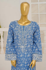 Bin Saeed Stitched 3 Piece Exclusive Emb Lawn With Flapper Suit-LSM-3187-BLUE