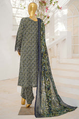 Bin Saeed Stitched 3 Piece Exclusive Emb Lawn With Flapper Suit-LSM-3188-GRAY