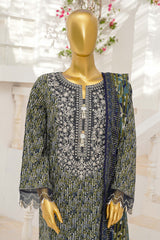 Bin Saeed Stitched 3 Piece Exclusive Emb Lawn With Flapper Suit-LSM-3188-GRAY