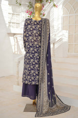 Bin Saeed Stitched 3 Piece Exclusive Emb Lawn With Flapper Suit-LSM-3190-PURPLE