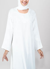 Hijab Ul Hareem White Nida Pull Over Abaya - 0120-P-Big Flair
