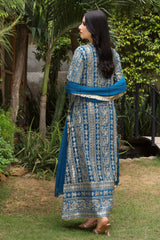 Manahils Stitched Formals Kurti 122-Divine- Zinc Blue