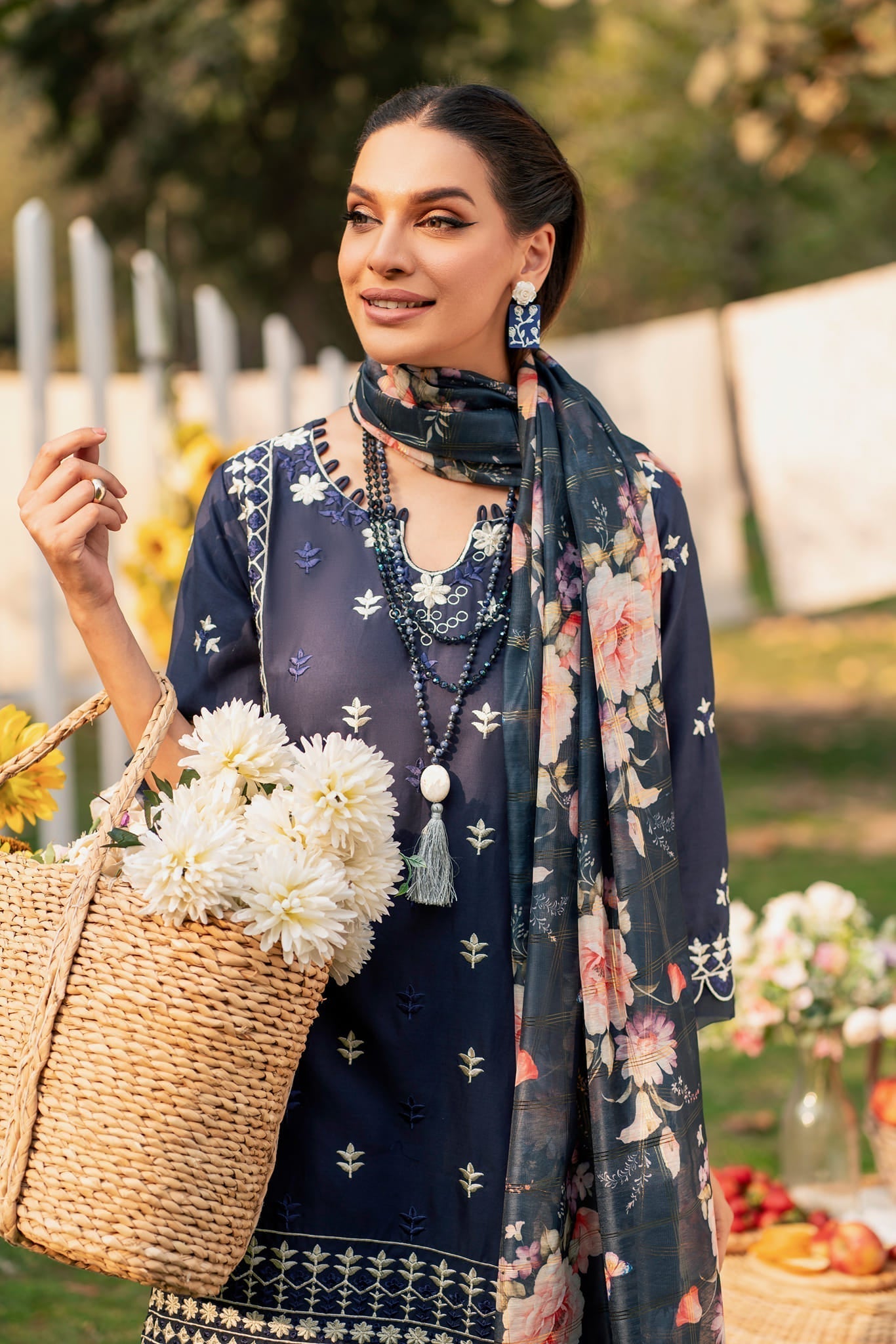 Lamhay by Panache Apparel Stitched Luxury Lawn Collection-Blue Glaze