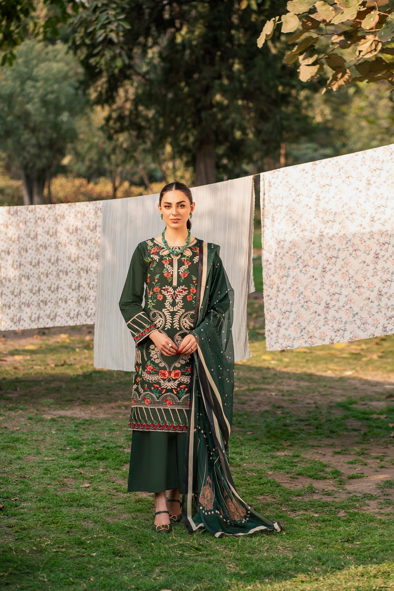 Lamhay by Panache Apparel Stitched Luxury Lawn Collection-Surreal Green