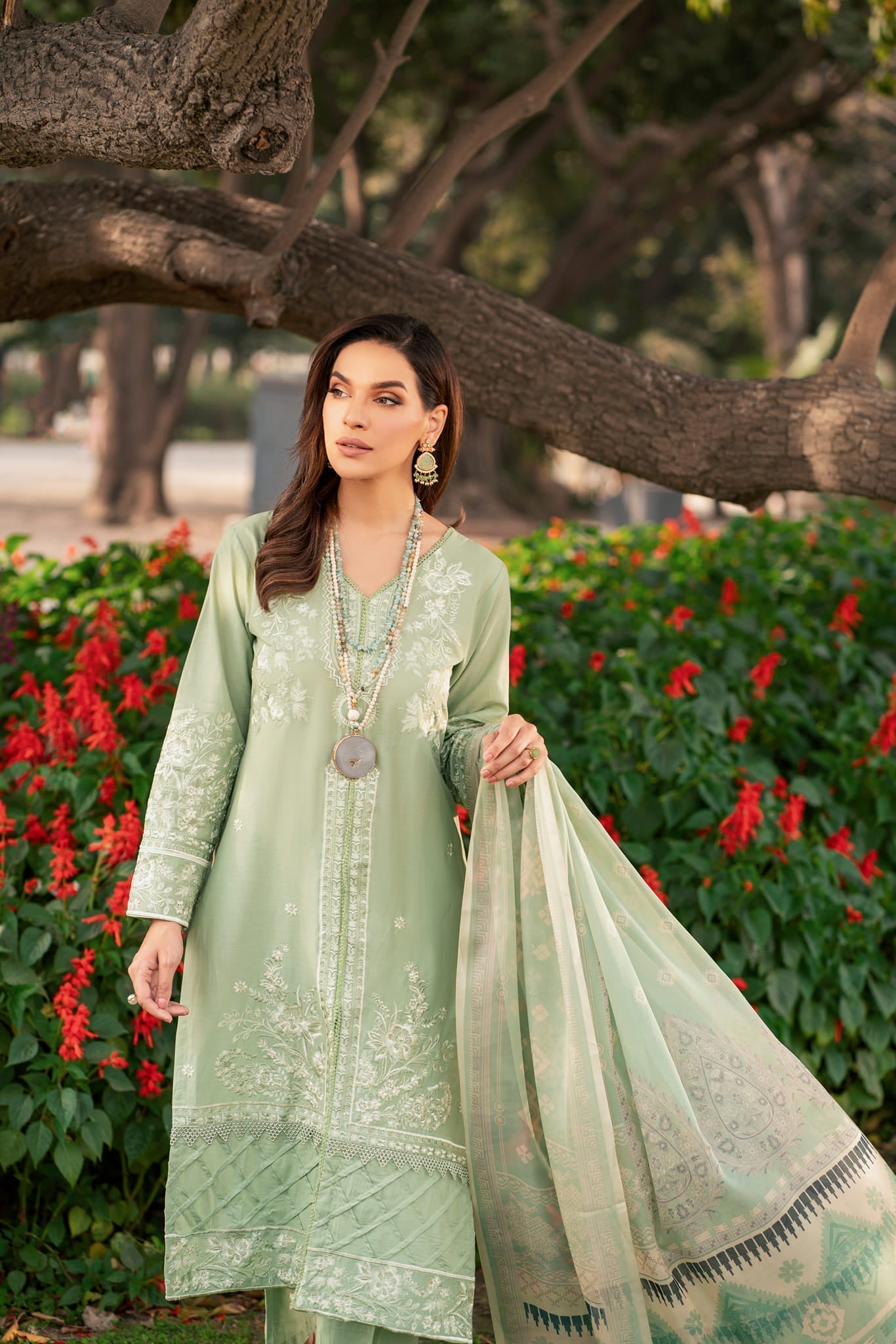 Lamhay by Panache Apparel Stitched Luxury Lawn Collection-Mint Voyage