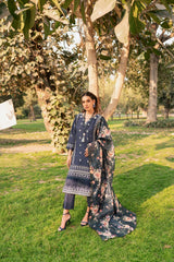 Lamhay by Panache Apparel Stitched Luxury Lawn Collection-Blue Glaze