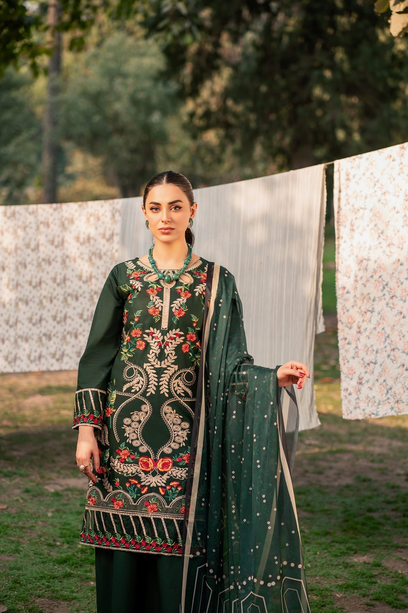 Lamhay by Panache Apparel Stitched Luxury Lawn Collection-Surreal Green