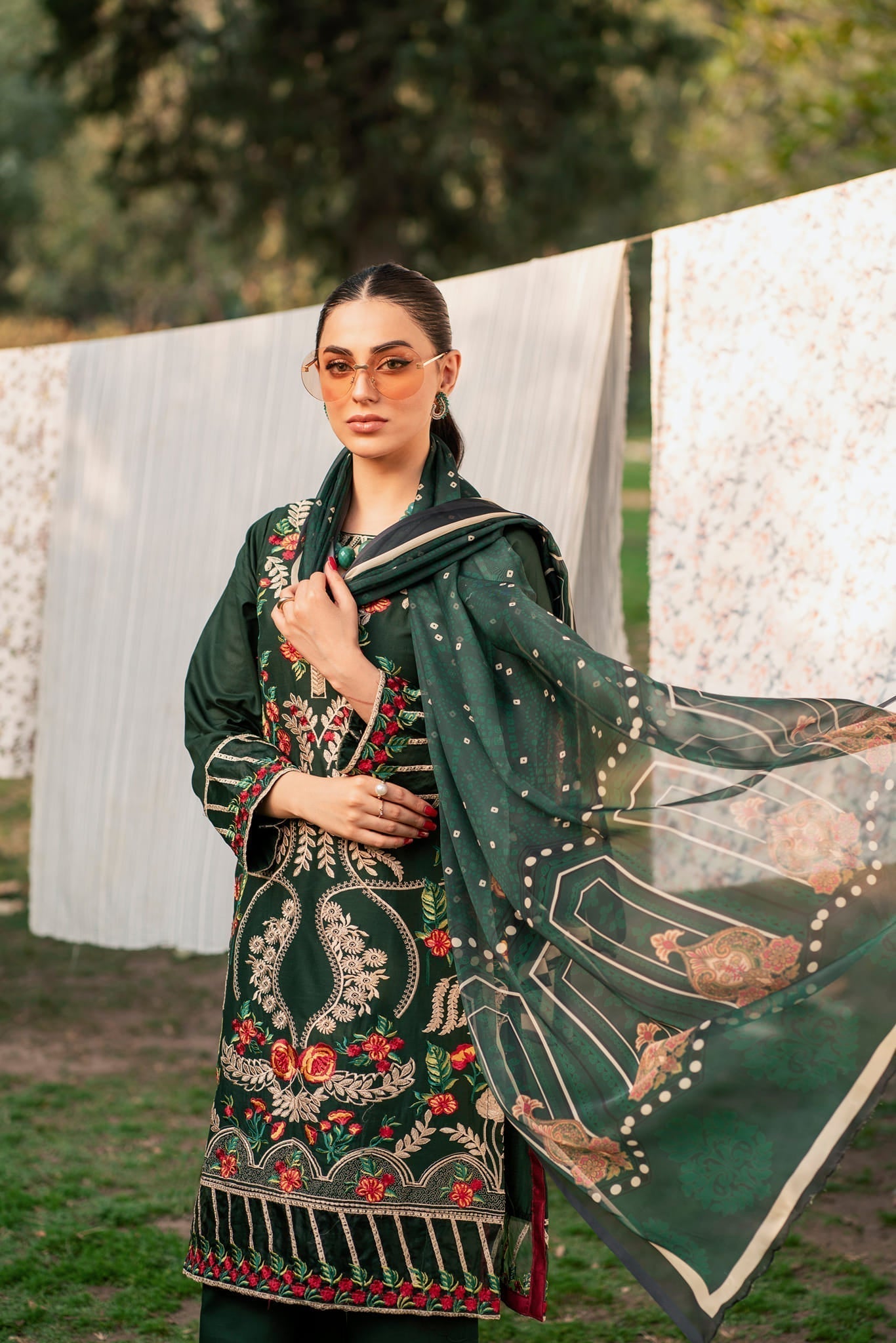 Lamhay by Panache Apparel Stitched Luxury Lawn Collection-Surreal Green