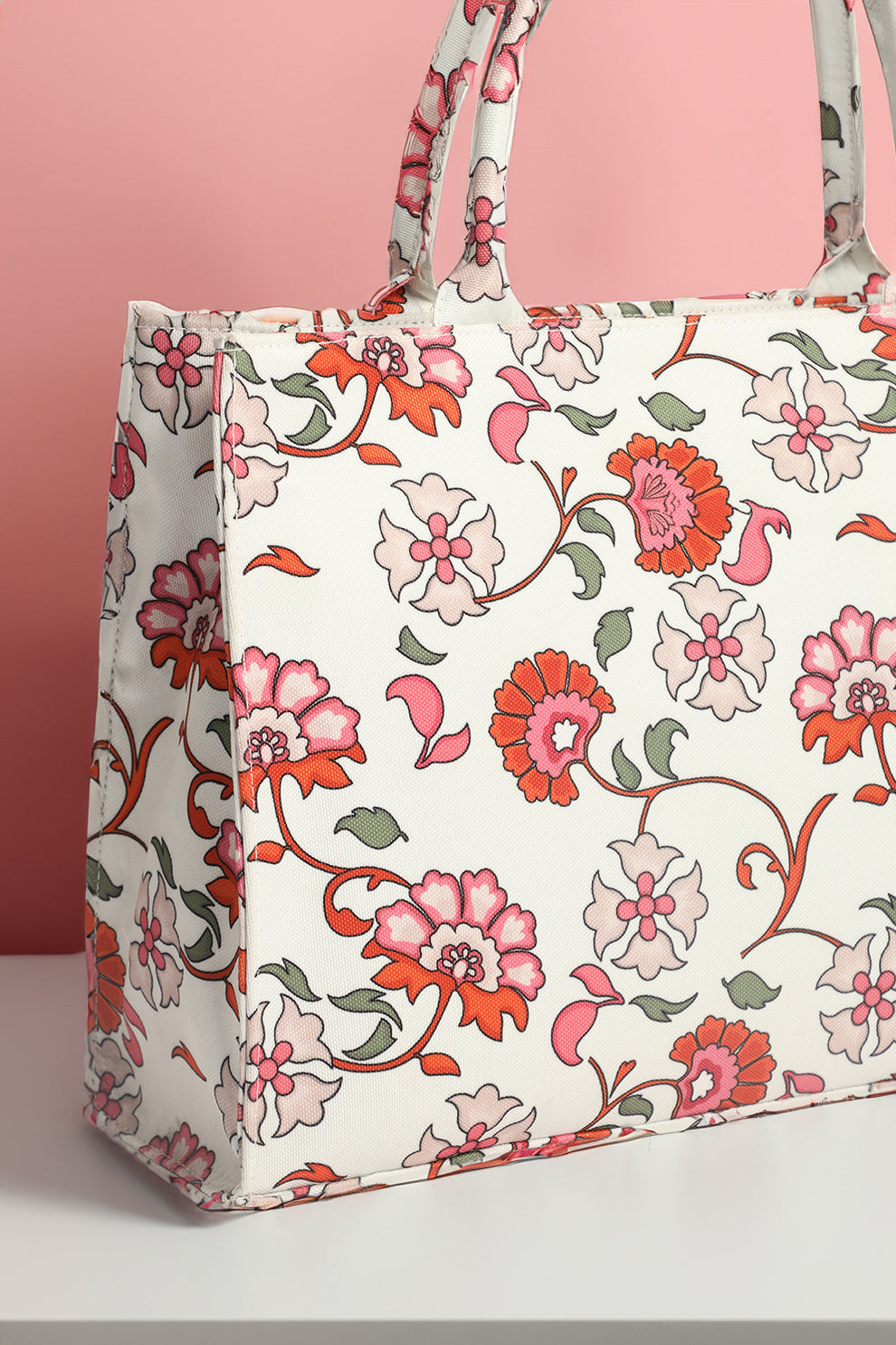 Fineur  Canvas Tote Bags White Floral
