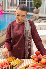 Mojito By Meeral Unstitched 3 Piece Lawn Collection'2025-Mehroon - Twilight Flora