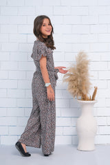 Sprinkles Stitched 1 Piece Summer Jumpsuit Kids Collection'2025-Allover Cheetah Print Butterfly Sleeve Shirred Jumpsuit
