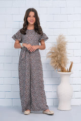 Sprinkles Stitched 1 Piece Summer Jumpsuit Kids Collection'2025-Allover Cheetah Print Butterfly Sleeve Shirred Jumpsuit