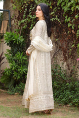 Manahils Stitched Formals Kurti 122-Divine- Off White