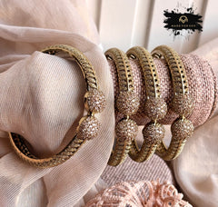 Made For Her-Celeste Zircon Bangles - 4Pcs - Antique - KKB1007
