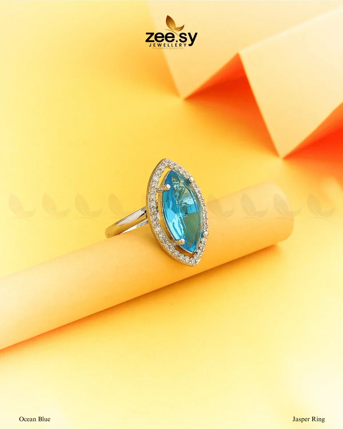 Jasper Ring Ocean Blue - Zeesy Jewellery