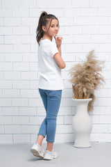 Sprinkles Stitched 1 Piece Summer Shirts Kids Collection'2025-White Short Sleeves Unicorn Print Tee