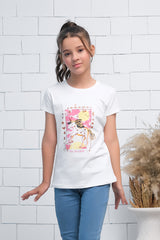 Sprinkles Stitched 1 Piece Summer Shirts Kids Collection'2025-White Short Sleeves Unicorn Print Tee