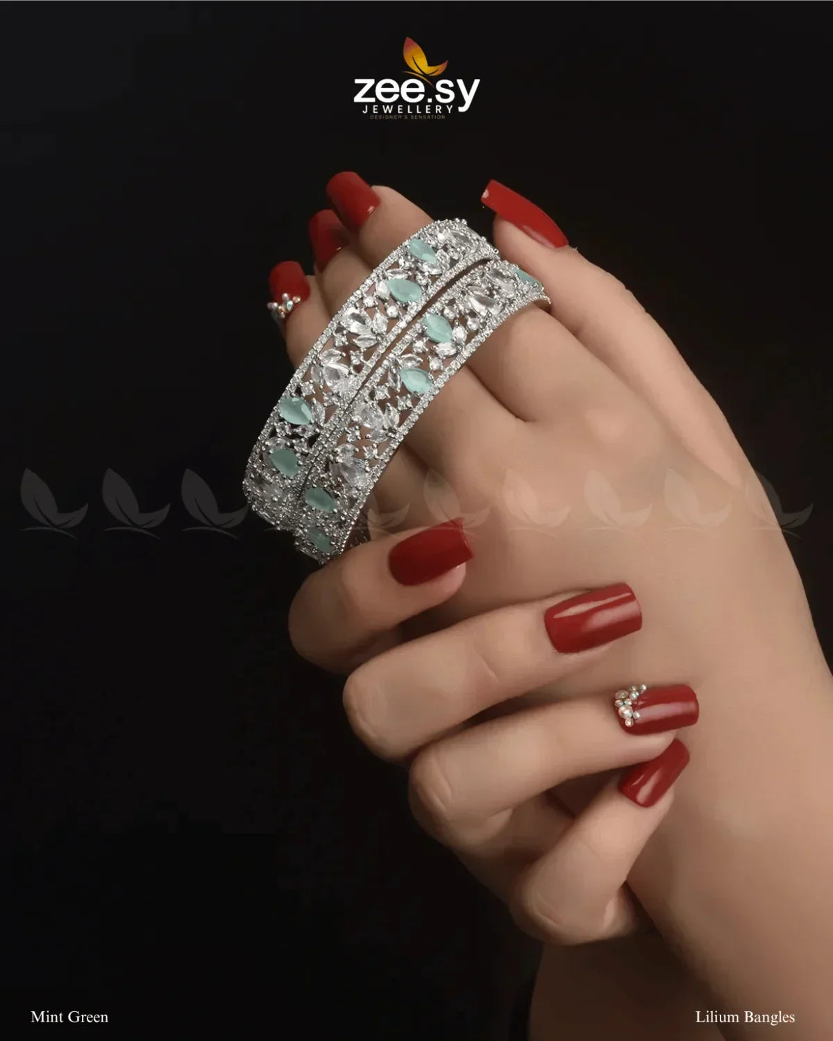 Lilium Bangles Mint Green - Zeesy Jewellery