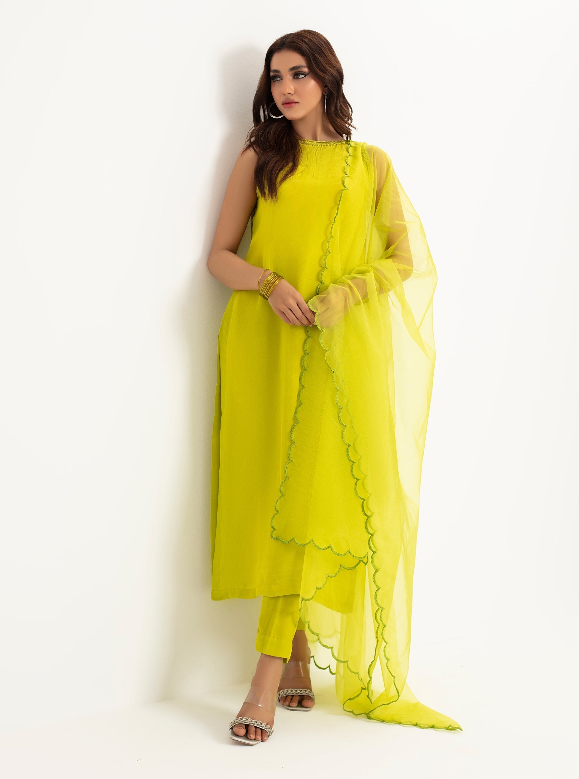 Rangeen Stitched Lime
