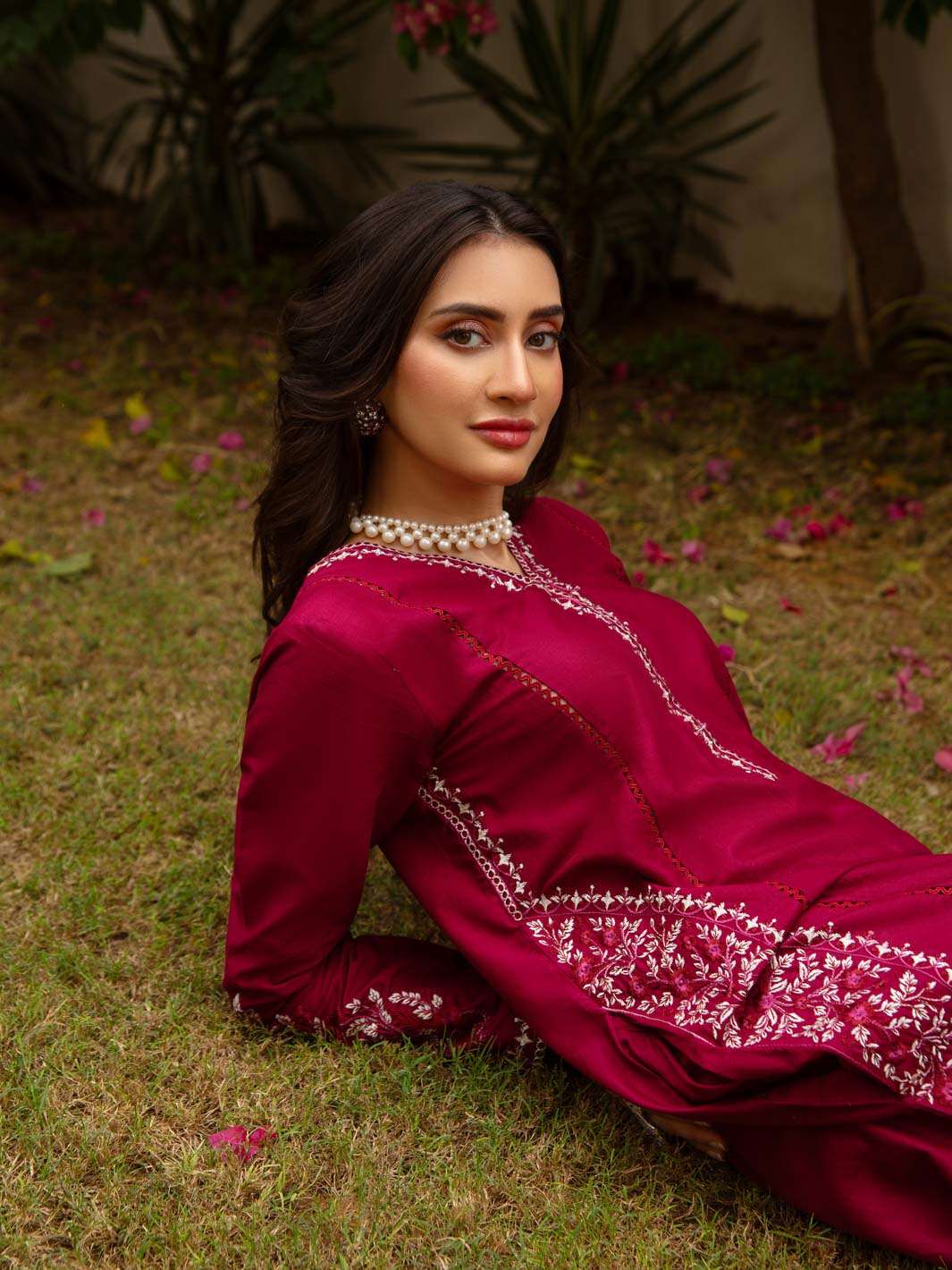 TNG Stitched 2 Piece Cotton Lawn Collection'2024-Crimson (Reddish Maroon)