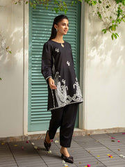TNG Stitched 2 Piece Cotton Lawn Collection'2024-Noir (Black)