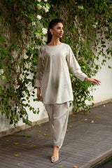 TNG Stitched 2 Piece Cotton Lawn Collection'2024-Pearl (Whitish Grey)