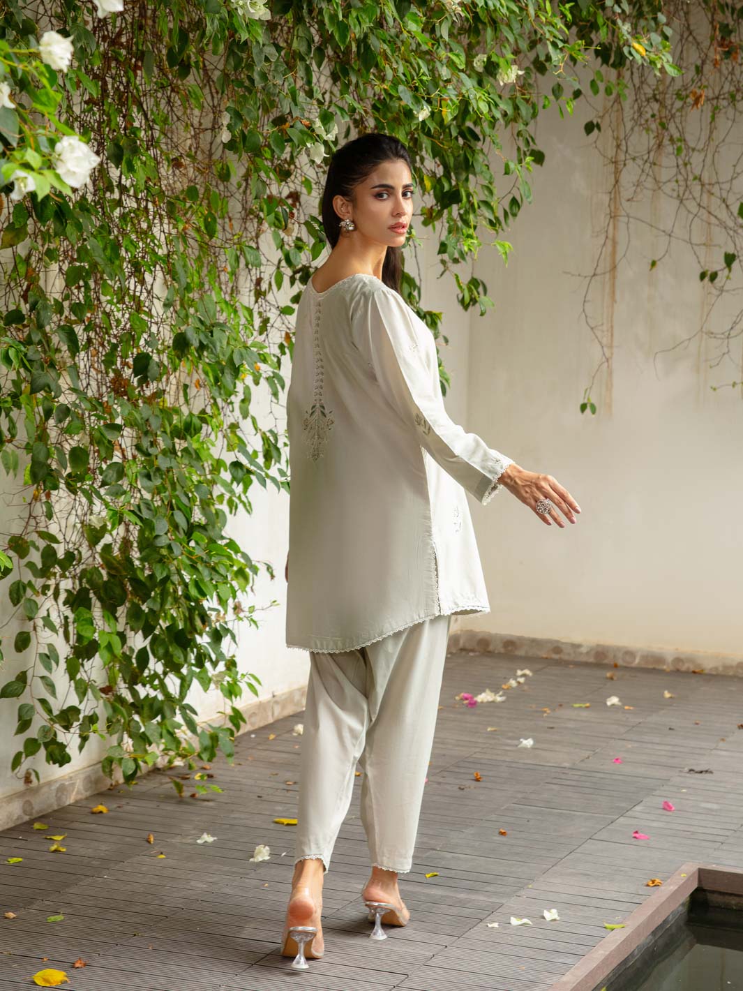 TNG Stitched 2 Piece Cotton Lawn Collection'2024-Pearl (Whitish Grey)