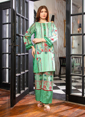 Ahlam By Safa Textile Stitched Co-Ords Lawn Suit-Classic Emerald Green Tunic