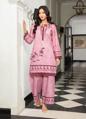 Ahlam By Safa Textile Stitched Co-Ords Lawn Suit-Tea Pink Printed Bell Sleeve