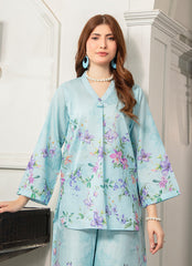 Ahlam By Safa Textile Stitched Co-Ords Lawn Suit-Light Blue Graceful Tunic