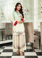 Ahlam By Safa Textile Stitched Co-Ords Lawn Suit-Olive Green & Skin Tone