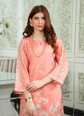 Daily Chic - Ahlam By Safa Textile Stitched 1 Piece Summer Shirt-Peach Chic Printed