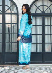 Ahlam By Safa Textile Stitched Co-Ords Lawn Suit-Sea Blue Premium Tunic