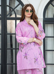 Ahlam By Safa Textile Stitched Co-Ords Lawn Suit-Rose Pink Elegant