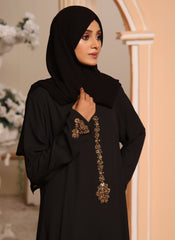 Hijab Ul Hareem Black Double Georgette Front Closed Hand Work Abaya - 0120-J-254