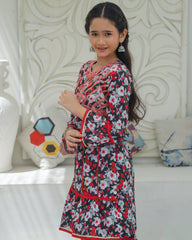 Khanak Stitched Kids-Black & Multi Prints Embroidered Gharara KST 192