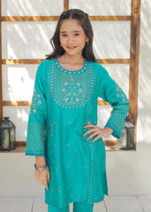 Khanak Stitched Kids-Turquoise Gharara Suit KST 139