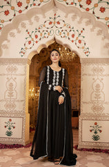 Kalidaar Frocks By Asma & Sidra Stitched Formals Suit-Midnight Fantasy (Plain Chiffon Frock)