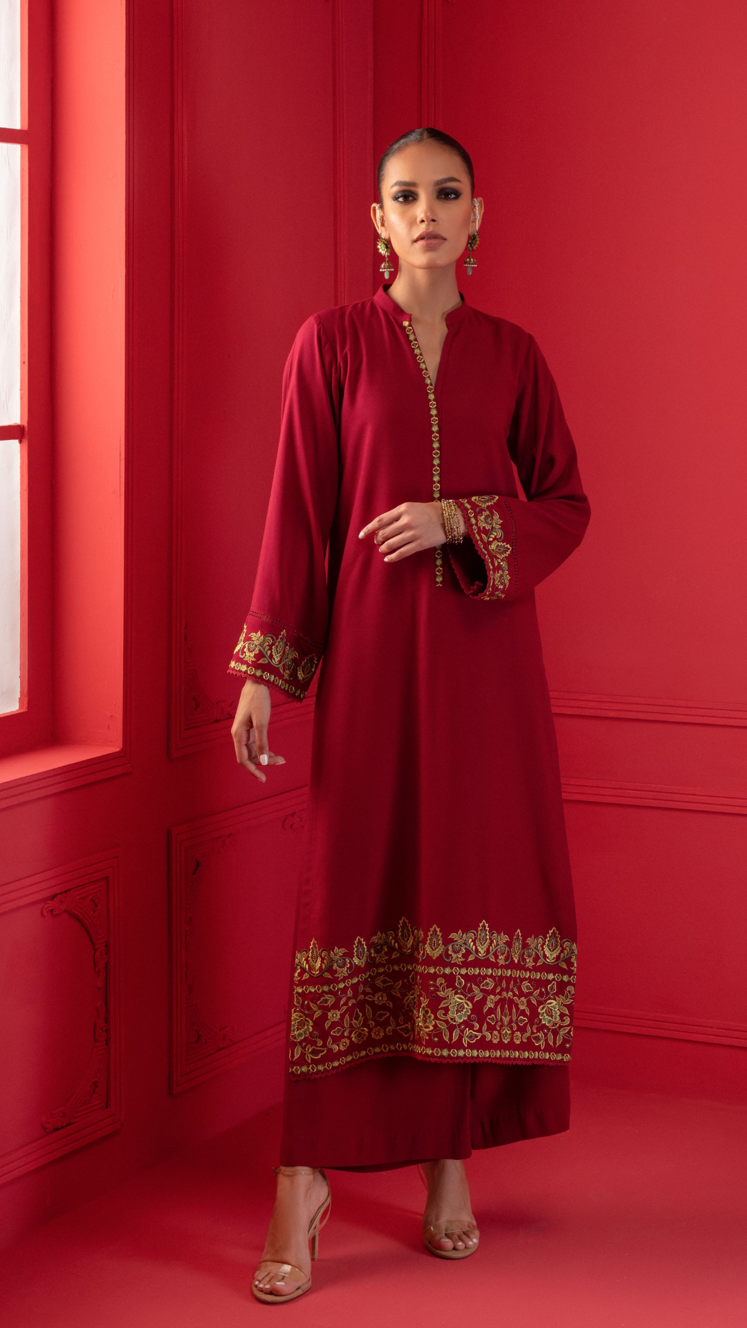 Signature By Najia Zia Stitched 2 Piece Winter Collection'2025-Burgundy