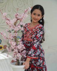 Khanak Stitched Kids-Black & Multi Prints Embroidered Gharara KST 192