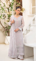 Lamhay By Shamooz Unstitched 3 Piece Luxury Chiffon Formals Suit-Lilac Ash SU-156
