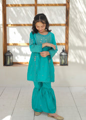 Khanak Stitched Kids-Turquoise Gharara Suit KST 139