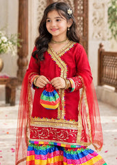 Mah e Noor By Modest Stitched 3 Piece Formals Collection-Red